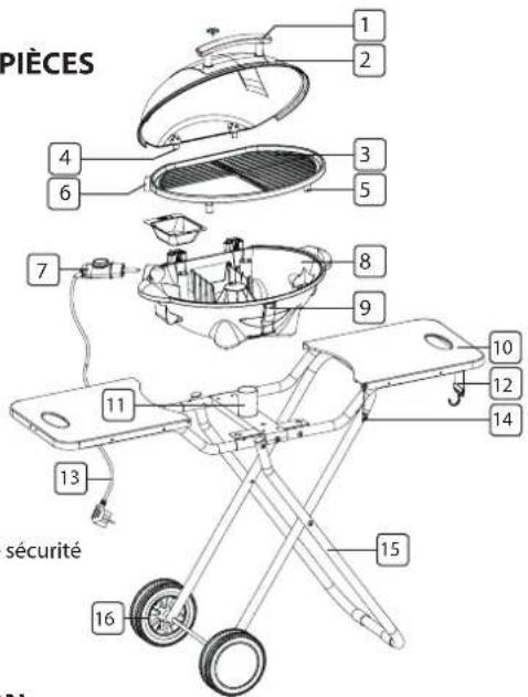 PIÈCES 1 2 3 4 5 6 7 8 9 10 11 12 13 14 15 sécurité 16
