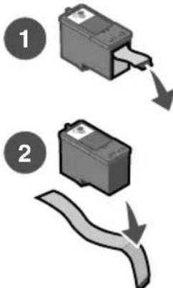 Diagram showing two steps of a device with labeled arrows indicating process flow