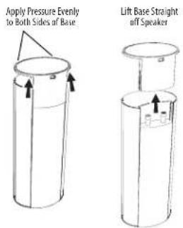 Apply Pressure Evenly to Both Sides of Base Lift Base Straight off Speaker