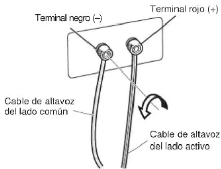 Terminal negro (−) Terminal rojo (+) Cable de altavoz del lado común Cable de altavoz del lado activo