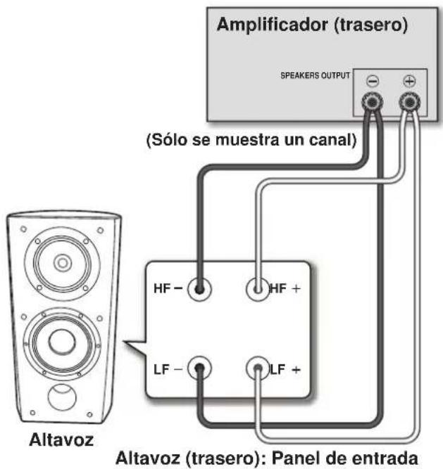 Amplificador (trasero) SPEAKERS OUTPUT (Sólo se muestra un canal) Altavoz HF - HF + LF - LF + Altavoz (trasero): Panel de entrada