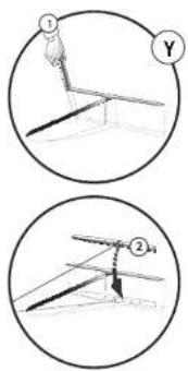 Diagram showing two circular views of a person climbing stairs, with a numbered circle and directional arrow indicating movement.