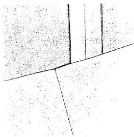 Lignes géométriques pures formant un motif en forme de coin, sans aucun texte, chiffre ou symbole.