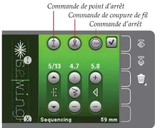 Commande de point d'arrêt. Commande de coupure de fil. Commande d'arrêt. 5/13 4.7 5.8. Sequencing 59 mm.