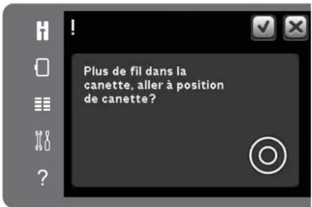 Plus de fil dans la canette, aller à position de canette ?