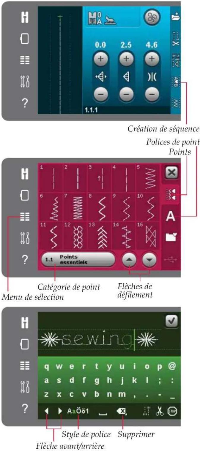 Création de séquence. Polices de point. Points. 1.1 Points essentiels. Catégorie de point. Flèches de défilement. Menu de sélection. AaÖö1 Supprimer. q w e r t y u i o p @ a s d f g h j k l ; : z x c v b n m , . - _ ? Style de police. Flèche avant/arrière.