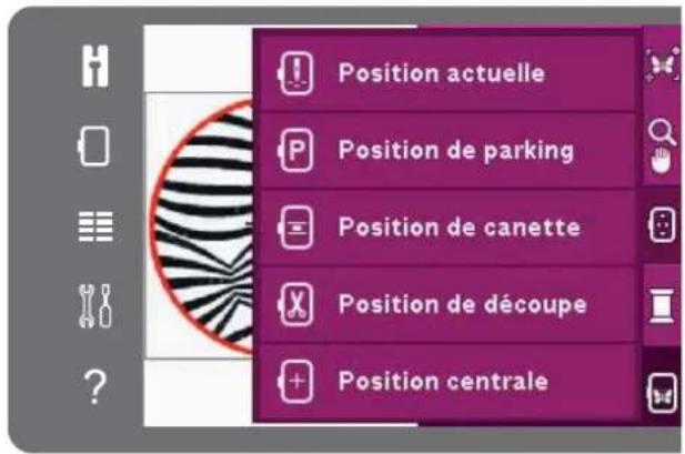Position actuelle, position de parking, position de canette, position de découpe, position centrale.