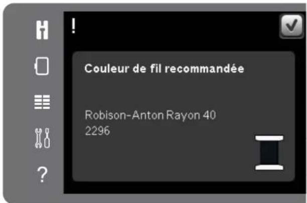 Couleur de fil recommandée : Robison-Anton Rayon 40, 2296.