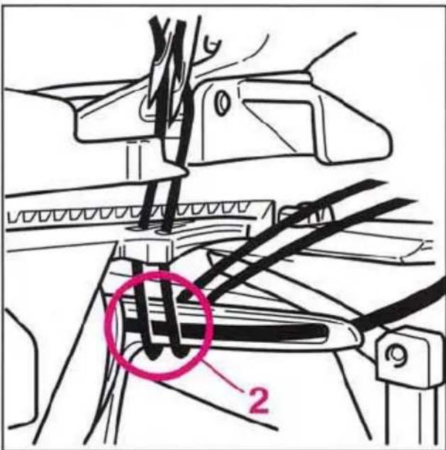 Schéma technique montrant un assemblage mécanique avec le composant étiqueté « 2 » et une section mise en évidence.