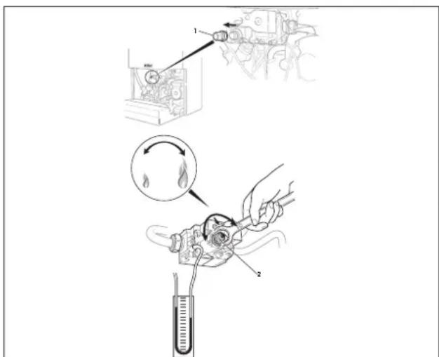 Technical diagram illustrating a mechanical device with labeled parts and motion indicators, including a magnified view of the component.