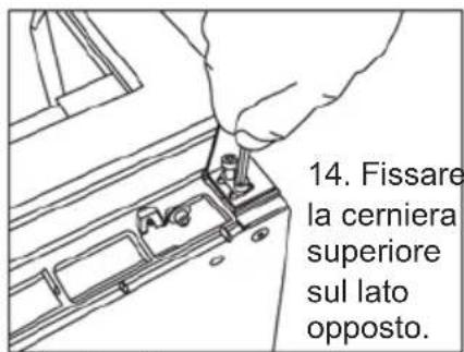 Line drawing of a hand holding a small object inside a cabinet (no text or symbols).
