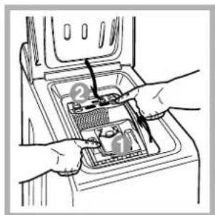 Illustration of hands inserting a component into a device (no text or symbols visible)