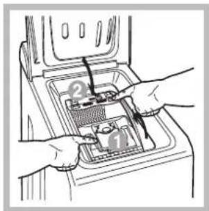 Illustration of hands installing or adjusting a device into a container (no text or symbols visible)