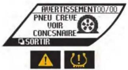 AVERTISSEMENT00/00 PNEU CREVE VOIR CONCSNAIRE SORTIR