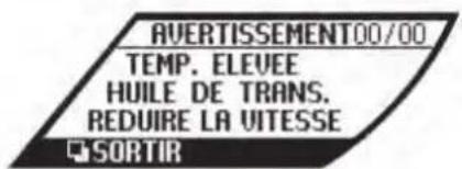 AVERTISSEMENT00/00 TEMP. ELEVEE HUILE DE TRANS. REDUIRE LA VITESSE SORTIR