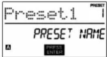 Preset1 PRESET PRESET NAME A PRESS ENTER