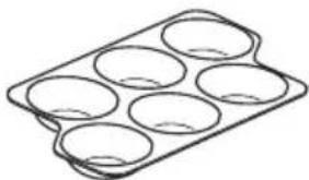 Line drawing of a six-cylinder baking tray (no text or symbols)