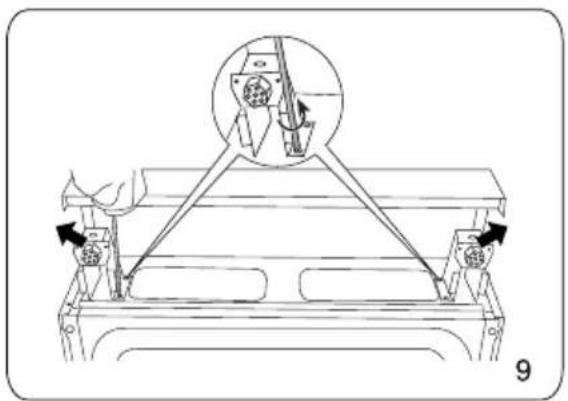 Diagram of a mechanical assembly with arrows indicating forces or motion.
