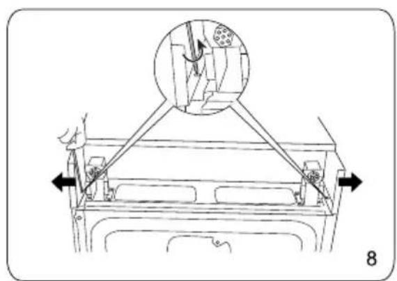 Diagram of a mechanical lifting device with arrows indicating force direction (no text or symbols)