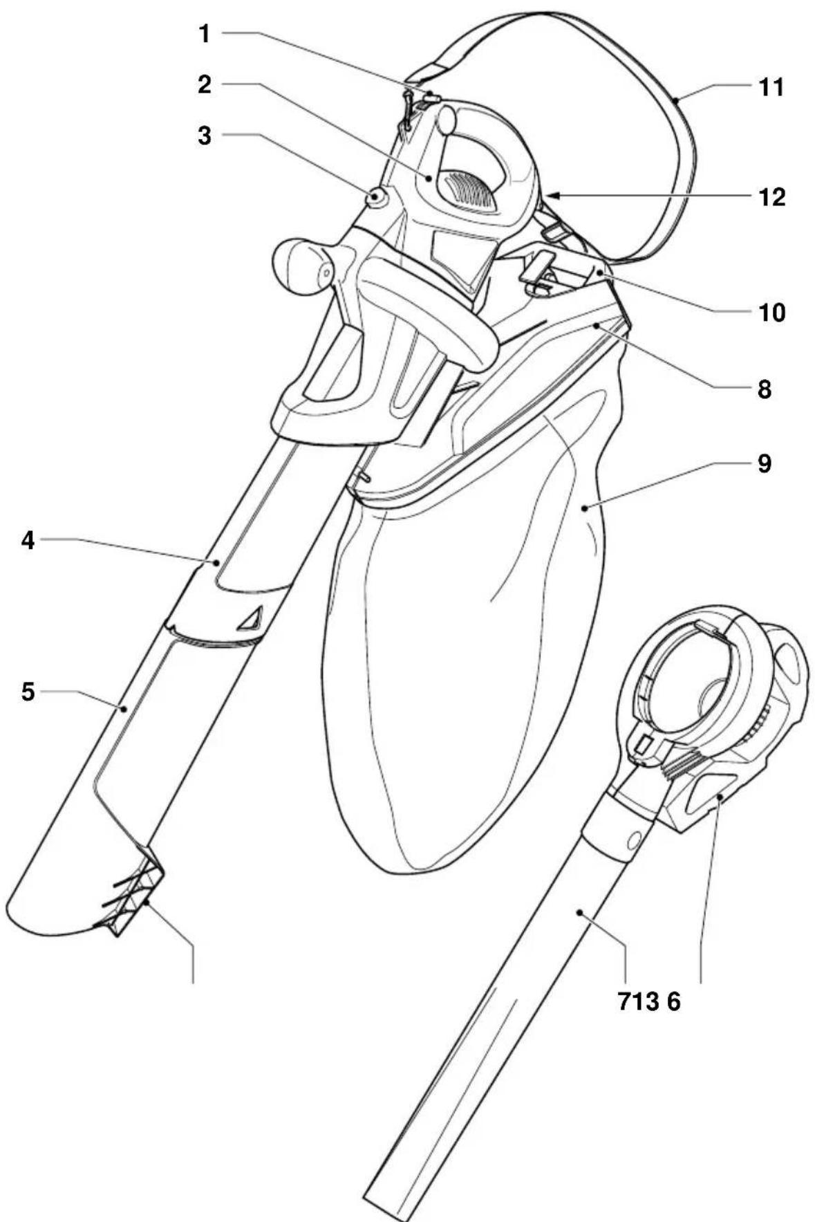 Technical diagram of a mechanical device with numbered parts for identification
