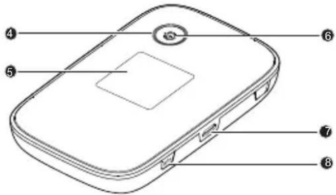 Diagram of a device with numbered parts labeled 4 through 8, showing internal components and a central square feature.