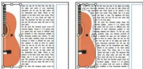 Scanned page of two text snippets with circular illustrations, describing a story about the past and a story about the past's history.