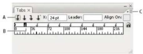 Tabs A B X: 24 pt Leader: Align On: 0 36 72 108 144 180 216