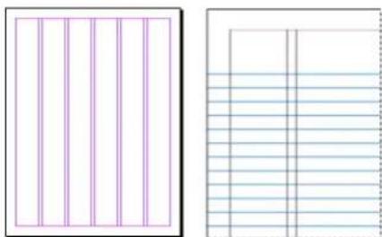 Two blank document sheets with vertical lines and horizontal lines, no text or symbols present.