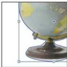 Illustration of a vintage globe on a stand with a decorative base and scale markings (no text or symbols)