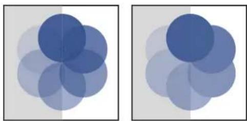 Two identical abstract diagrams showing overlapping blue circles within square frames (no text or symbols)