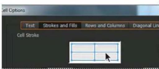 Cell Options Text Strokes and Fills Rows and Columns Diagonal Line Cell Stroke