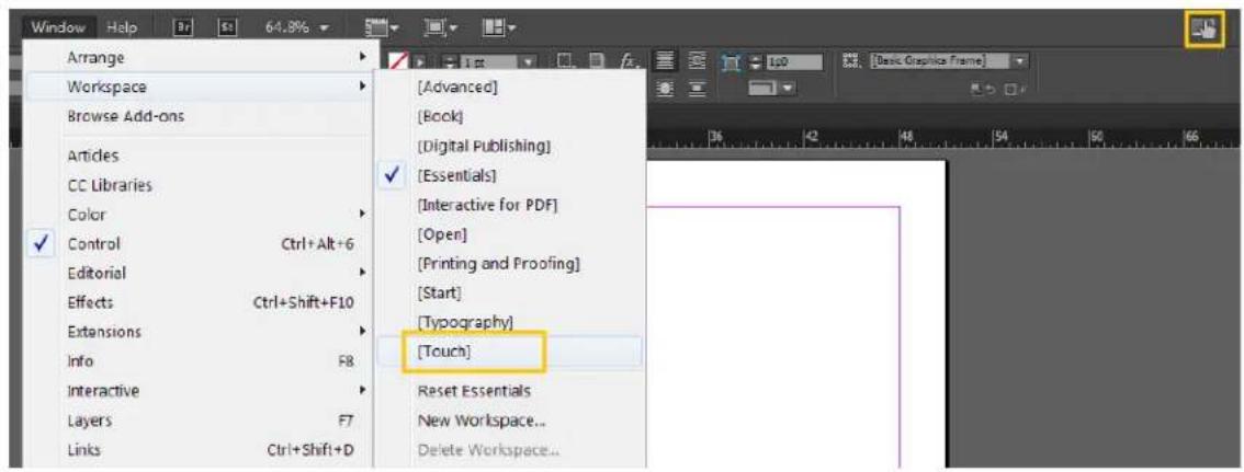 Arrange Workspace Browse Add-ons Articles CC Libraries Color Control Ctrl+Alt+6 Editorial Effects Ctrl+Shift+F10 Extensions Info F8 Interactive Layers F7 Links Ctrl+Shift+D [Advanced] [Book] [Digital Publishing] [Essentials] [Interactive for PDF] [Open] [Printing and Proofing] [Start] [Typography] […