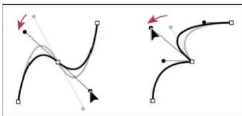 Two abstract curved line diagrams with arrow indicators, no text or symbols present