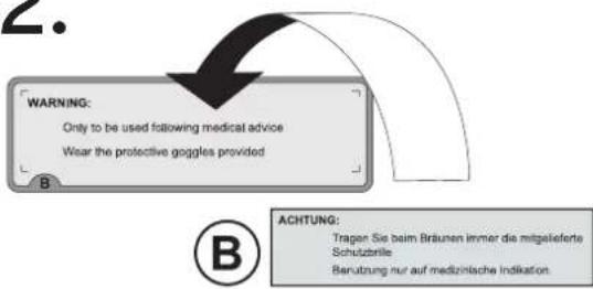 Diagram illustrating a human body with facial expression, showing a warning sign and directional arrow in a room setting.
