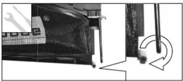 Close-up of a mechanical component with a wrench and screwdriver, showing internal structure and alignment (no text or symbols visible)