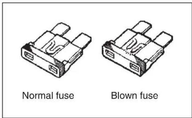 Normal fuse Blown fuse