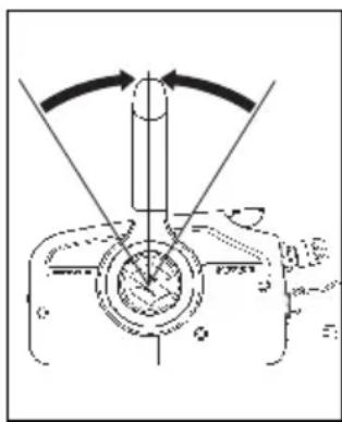 Diagram showing mechanical assembly with labeled components and directional arrows indicating motion or force