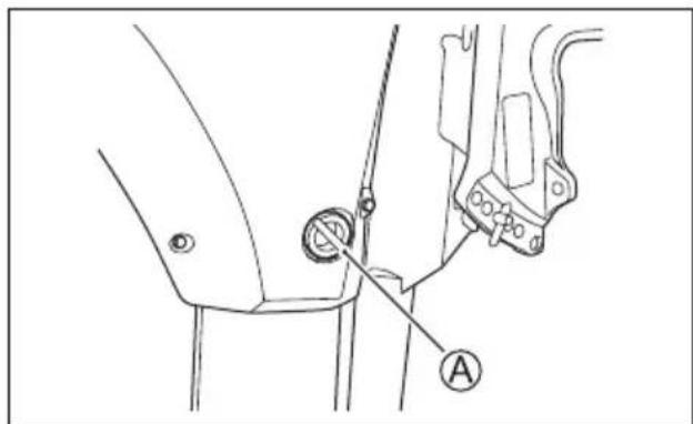 Technical diagram showing a mechanical assembly with labeled component A and a circular detail marked 'A'