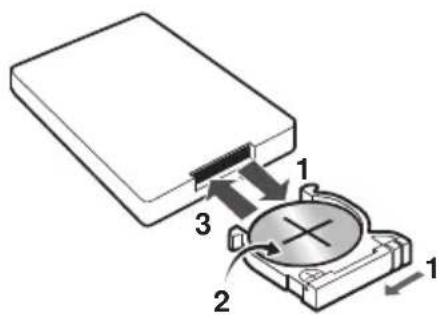 Diagram of a device with labeled components and directional arrows indicating assembly or movement