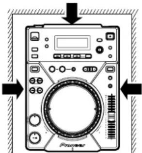 Diagram of a portable electronic device with labeled buttons and control panel, showing directional arrows indicating orientation or movement.