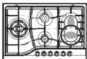 Technical line drawing of a gas stove interior with numbered components (no text or symbols)