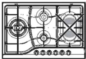 Technical line drawing of a gas stove interior with no visible text or symbols