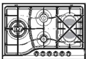 Technical line drawing of a gas stove with control panel and fan (no text or symbols)
