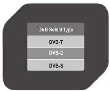 DVB Select type DVB-T DVB-C DVB-S