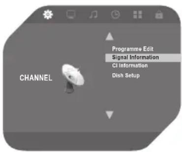 CHANNEL Programme Edit Signal Information CI Information Dish Setup