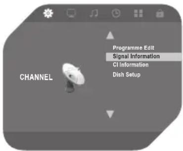 CHANNEL Programme Edit Signal Information CI Information Dish Setup