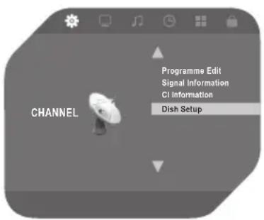 CHANNEL Programme Edit Signal Information CI Information Dish Setup