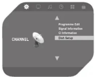CHANNEL Programme Edit Signal Information CI Information Dish Setup