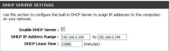 D-LINK DAP-1350 - Paramètres du serveur DHCP - 1