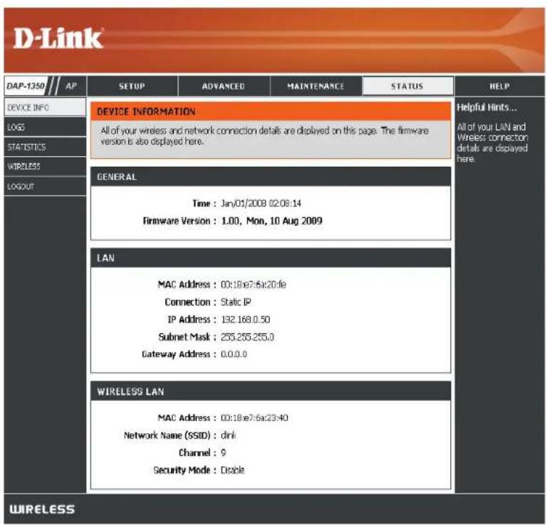 D-LINK DAP-1350 - Informations sur le périphérique - 1